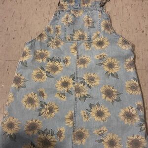 Floral Denim Overall Dress